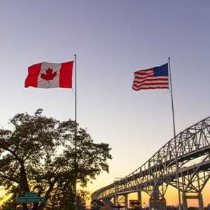 Canadian and American flags
